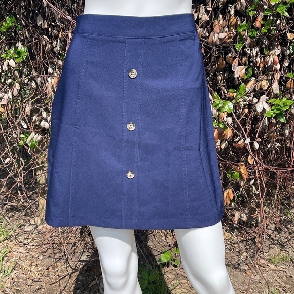 SHEIN Dresses & Skirts - Shein Navy Blue Faux Button Down Fit & Flare Mini Skirt